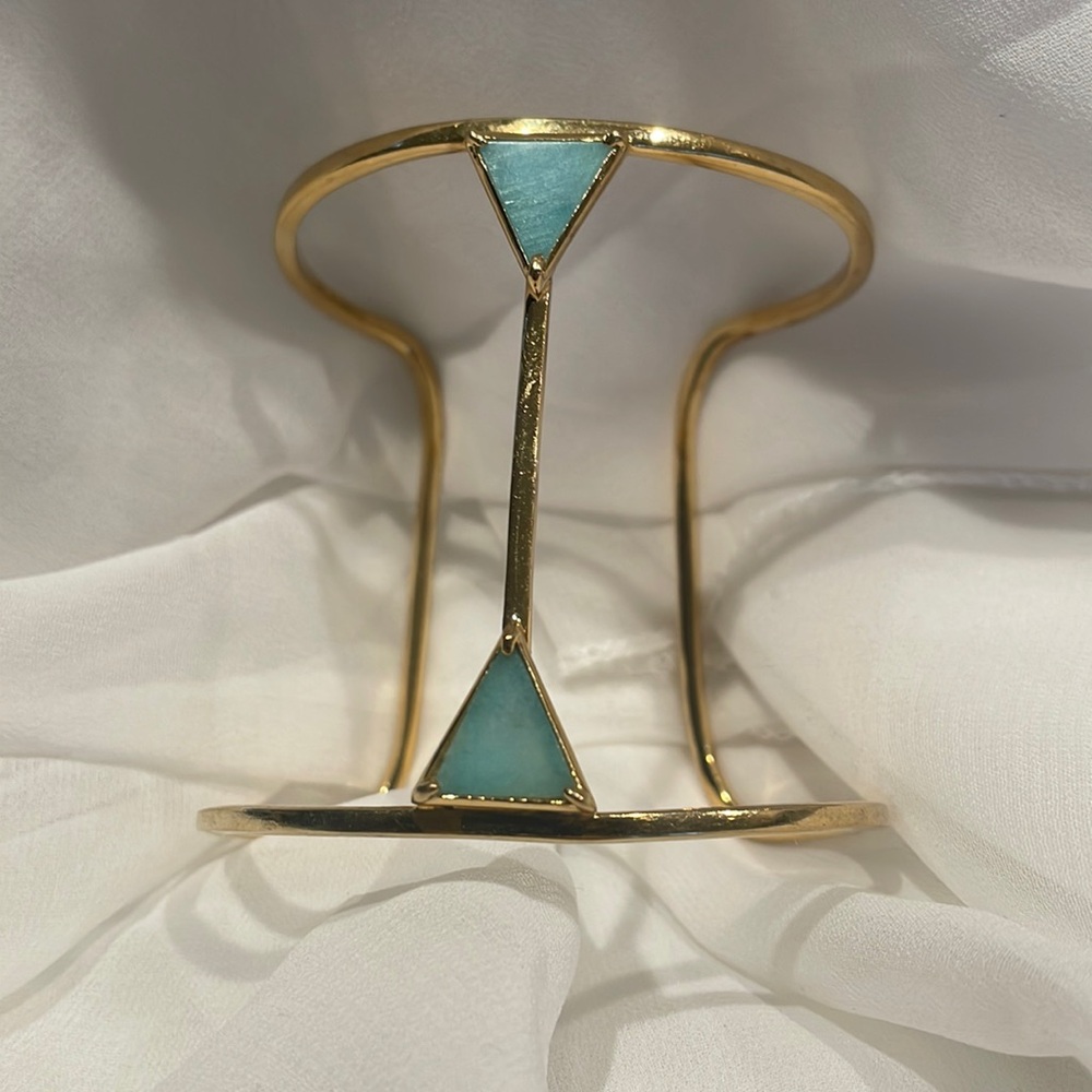 Elizabeth and James Goldtone and Amazonite cuff bracelet